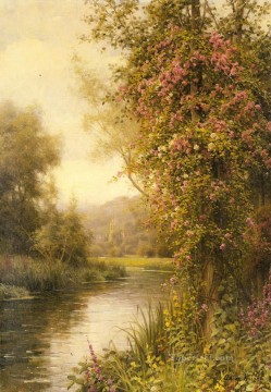 Una vid en flor a lo largo de un paisaje sinuoso arroyo Louis Aston Knight Pinturas al óleo